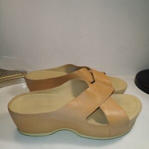 Ecco Ifla Leather Platform Wedge Slide Sandals Women's sz 10(41).